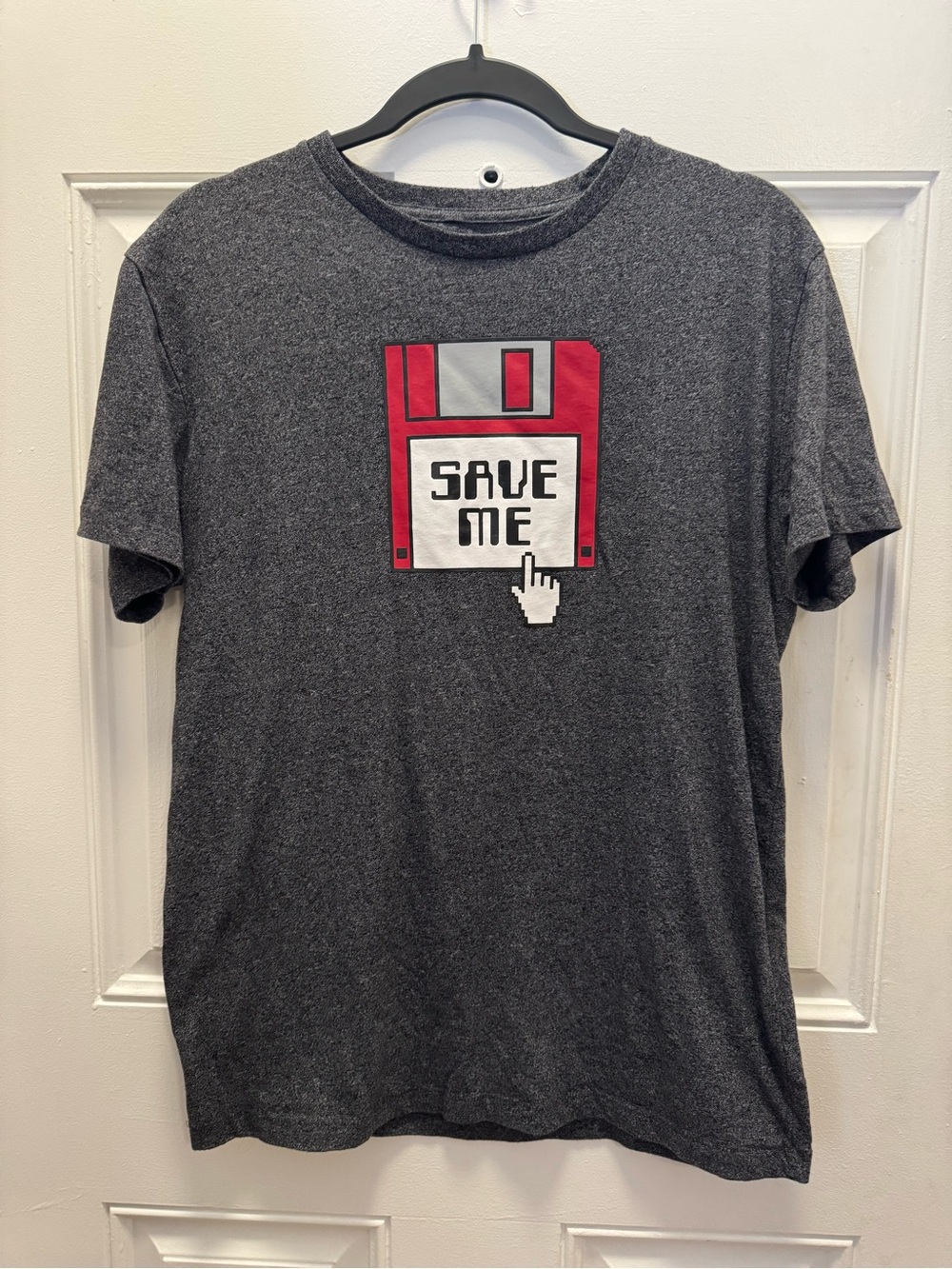 Free State Charcoal Graphic Tee with Red & White Floppy Disk Design 0512 - Picture 1 of 3
